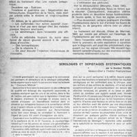 1667 - Page 1568 - Partie Scientifique. Les septicémies à Perfringens, par G. Boudin et J. P. Michard / Sérologies et dépistages systématiques, par le Docteur Filhol