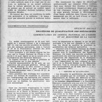 1684 - Page 1585 - Partie Professionnelle. Cercle syndical d’études. La médecine en A. O. F / Documentation professionnelle. Sécurité sociale. Procédure de qualification des spécialistes. Commentaires du conseil national de l’ordre et du ministère de la santé. Demande de qualification