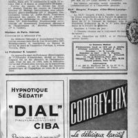 1734 - Page 1635 - Dernières nouvelles. Assistance publique à Paris / Hôpitaux de Paris. Internat / Le Professeur E. Laqueur / XLIe Congrès Français d’Urologie / XLVe Congrès Français d’Oto-Rhino-Laryngologie