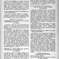 1802 - Page 1703 - Partie Scientifique. Les sociétés savantes. Académie nationale de médecine. Séance du 10 juin 1947. Le rôle du potassium dans les intoxications graves du premier âge / Séance du 17 juin 1947. La spéléotomie dans le traitement des cavernes tuberculeuses du poumon / Suppression de l’acide borique pour conserver les beurres et les margarines / Cavités préformées broncho pulmonaires / Traitement chirurgical des troubles dus à l’agénésie du sinus frontal / Société médicale des hôpitaux de Paris. Un cas de sprue indigène, (23-5-47)