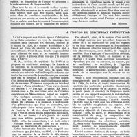 1849 - Page 1750 - Partie Professionnelle. Droit professionnel. Le secret médical et le médecin-conseil. Précisions nécessaires [Jean Mignon] / A propos du certificat prénuptial