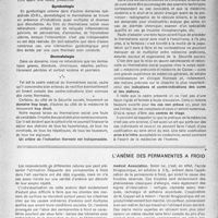 1876 - Page 1777 - Partie Scientifique. Clinique chirurgicale. Le domaine clinique du thermalisme social, Professeur P. Delore. Appareil circulatoire / Gynécologie / Dermatologie / L'anémie des permanentes à froid
