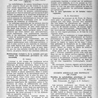 1882 - Page 1783 - Partie Scientifique. Les sociétés savantes. Académie de chirurgie, Séance du 18 juin 1947. Modalités nouvelles de la radiothérapie des cancers broncho-pulmonaires, (30-5-47) / Modifications évolutives de la maladie poste-opératoire par l’infiltration préventive du sinus carotidien / Sur la cure opératoire de 50 fistules vésico-vaginales / Société médicale des hôpitaux de Paris. Troubles du métabolisme glucidique au cours de la polyarthrite chronique évolutive, (5-6-47)