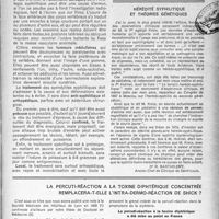 1924 - Page 1825 - Partie Scientifique. Manifestations vertébrales de la syphilis, par R. Barthélémy / Hérédité syphilitique et théories génétiques / La Percuti-réaction à la toxine diphtérique concentrée remplacera-t-elle l’infra-dermo-réaction de Shick ?. La percuti-réaction à la toxine diphtérique a été mise au point en France
