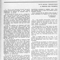2003 - Page 1904 - Partie Scientifique. La chrysothérapie dans l’asthme, par P. Villanova / Petits moyens thérapeutiques. A propos des crampes
