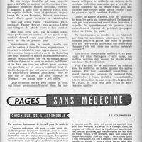 2022 - Page 1923 - Partie professionnelle. Médecine et monde moderne. La lutte contre l’esprit de guerre et la collaboration du corps médical mondial, par Marcel Chaton / Pages sans médecine. Chronique de l'automobile. Le vélomoteur