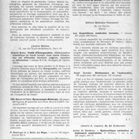 2049 - Page 1950 - Partie scientifique. Les livres. Traitement chirurgical de la tuberculose pulmonaire, par Dr Henri Joly, Vigot frères, éditeurs, Paris / Traité d'Energamétrie, par Gabriel Bidou, Librairie Maloine, Paris VIe / Gynécologie Médicale, par MM. Marcel et Fabre / La Rage, par P. Remlinger et J. Bailly / Recherches sur la sclérose en plaques, par M. Laignel-Lavastine et N. T. Koressios / Les entretiens de Bichat, L’expansion scientifique française, Paris / Les Acquisitions médicales récentes, Éditions Médicales inflammation, Paris / Dictionnaire de l’automobile, Roger Guerber / Gymnastique corrective et traitement respiratoire, par André de Sambucy, Librairie A. Legrand