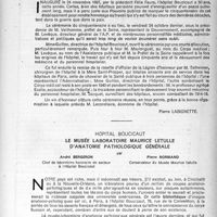 2078 - Page 1979 - Partie scientifique. La cérémonie du cinquantenaire de l’hôpital Boucicaut / Hôpital Boucicaut. Le musée laboratoire Maurice Letulle d’anatomie pathologique générale, par André Bergeron et Pierre Normand
