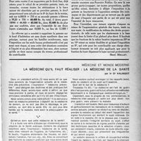 2102 - Page 2001 - Partie professionnelle. Droit professionnel. La patente des garages / Médecine et monde moderne. La médecine qu'il faut réaliser: la médecine de la santé, par le Dr Valingot