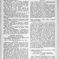 2283 - Page 2182 - Partie scientifique. Les sociétés savantes. Académie nationale de médecine, Séance du 31 octobre 1947. Accidents de la pénicillinethérapie infrarachidienne et Méningite Pénicilline / Société médicale des hôpitaux de Paris. Un cas de tremblement mercuriel observé dans une fabrique de détonateurs, (24-10-47) / Intoxication mortelle par absorption en une seule prise d’une dose massive d’aminothiazol, (24-10-47) / Cancer du poumon à petites cellules à épisodes pulmonaires aigus, (24-10-47) / A propos d’un cas d’abcès du cerveau à « dialyse pneumonie », (24-10-47)