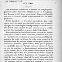 0013 - Page 5 - Travaux originaux. Des soins consécutifs à l'ouverture buccale du sinus maxillaire atteint d'empyème et notamment d'un mode de lavage très simple de cette cavité. Par le Dr Luc