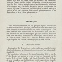 0012 - Page 12 - Mémoires. Travail de la clinique oto-rhino-laryngologique de la Faculté de médecine de Paris. Professeur : P. Sebileau. La stéréo-radiographie, moyen d'exploration des sinus du crâne. Par H.-P. Chatellier... et A. Dariaux. Technique