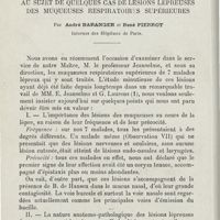 0060 - Page 58 - Mémoires. Au sujet de quelques cas de lésions lépreuses des muqueuses respiratoires supérieures. Par André Baranger et René Pierrot...