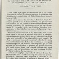 0067 - Page 65 - Mémoires. La vaccination locale de l'ozène et en particulier la vaccination maxillaire intra-sinusale. Par MM. Rebattu et H. Proby