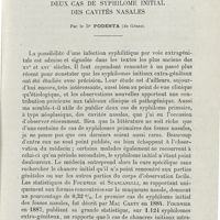 0083 - Page 81 - Faits cliniques. Deux cas de syphilome initial des cavités nasales. Par le Dr Podesta...