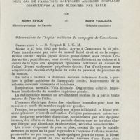 0171 - Page 169 - Mémoires. Deux cas de paralysies laryngées associées complexes consécutives à des blessures par balle. Par Albert Spick... et Roger Villière... Observation de l'hôpital militaire de campagne de Casablanca