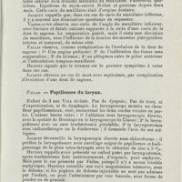 0185 - Page 183 - Sociétés savantes. Société bruxelloise d'oto-rhino-laryngologie. Année 1924. 25 juillet 1924. Heyninx. - Guérison de carie de toute la branche montante gauche du maxillaire inférieur / Fallas. - Papillomes du larynx