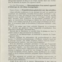 0199 - Page 197 - Sociétés savantes. Société belge d'otologie de rhinologie et de laryngologie. 22 février 1925. Maisin et Van Der Wildenberg. - Malade traités par la radium-chirurgie / Carlos Goris. - Considérations générales sur les colloïdes