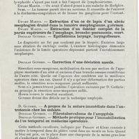 0480 - Page 478 - Sociétés savantes. Société écossaise d'otologie et de laryngologie. XXXIe Congrès. 23 mai 1925. Ewart Martin. - Tumeur amygdalienne / Douglas Guthrie. - Epithélioma laryngé, laryngofissure / Douglas Guthrie. - Correction d'une déviation nasale / Douglas Guthrie. - Méthode pratique pour l'immobilisation de l'os temporal en médecine opératoire