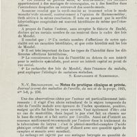 0504 - Page 502 - Revue analytique (Ouvrages, thèses et articles). A.-P. Raspopoff. - La loi de Mendel dans ses rapports avec les maladies du nez, de la gorge et de l'oreille. Journal des maladies de l'oreille, du nez et de la gorge... [S. Kompagneetz ; Schmiergeld] / N.-V. Belogolowow. - Notes de pratique clinique et privée. Journal (russe) des maladies de l'oreille, du nez et de la gorge... [S. Kompagneetz] / B.-V. Libinson. - Sur la valeur de la réaction de sédimentation des globules rouges en oto-rhino-laryngologie. Journal (russe) des maladies de l'oreille, du nez et de la gorge...