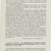 0508 - Page 506 - Revue analytique (Ouvrages, thèses et articles). Professeur A. Ivanoff. - Les maladies des voies respiratoires supérieures dans le typhus exanthématique. Journal (russe) des maladies de l'oreille, du nez et de la gorge... [S. Kompagneetz ; A. Schmiergeld] / Alexander et Fischer. - La dissection de l'appareil auditif, technique macroscopique et microscopique. Urban et Schwarzenberg, édit. Vienne 1925
