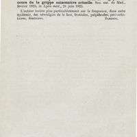 0512 - Page 510 - Revue analytique (Ouvrages, thèses et articles). Seeman. - La perception acoustique et optique de la parole. Casopis lékaru ceskych... [Wiskovsky] / Barbier. - Fréquence des manifestations névralgiques au cours de la grippe saisonnière actuelle. Soc. nat. de méd..., in Lyon méd... [Sargnon]