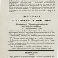 0514 - Page 512 - Correspondance [Dr E. Bergis] / Nouvelles. Ecole française de stomatologie / Nécrologie [Professeur Gradenigo]
