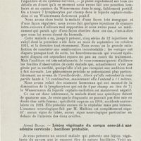 0618 - Page 616 - Sociétés savantes. Société de laryngologie des hôpitaux de Paris. Séance du 18 novembre 1925. M. A. Bloch. - Neuro-labyrinthite spécifique, améliorée par le traitement / André Bloch. - Lésion végétante du cavum associé à une adénite cervicale ; bacillose probable