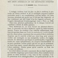 0670 - Page 668 - Mémoires. Résultats éloignés du traitement chirurgical des abcès cérébraux et des méningites otogènes. Par le Professeur Dr F. Ninger...