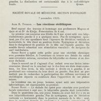 0698 - Page 696 - Sociétés savantes. Société royale de médecine. Section de laryngologie. 6 novembre 1925. Vlasto. - Leucémie lymphoïde chronique avec hypertrophie énorme des amygdales / Société royale de médecine. Section d'otologie. 7 novembre 1925. Alex R. Tweedie. - Les réactions otolithiques