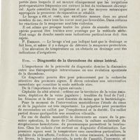 0701 - Page 699 - Sociétés savantes. Société américaine de laryngologie, rhinologie et otologie. XXXIe Congrès (22-25 mai 1925). H.-I. Lillie. - De l'effet néfaste de l'irrigation post-opératoire dans un certain nombre de cas de sinusites maxillaires chroniques / Eves. - Diagnostic de la thrombose du sinus latéral
