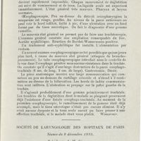 0729 - Page 727 - Sociétés savantes. IIIe Congrès de la Société tchécoslovaque d'oto-laryngologie. Prague 31 mai et 1er juin 1924. Wiskovsky. - Large destruction de la paroi oesophagotrachéale par une gomme syphilitique / Société de laryngologie des hôpitaux de Paris. Séance du 9 décembre 1925