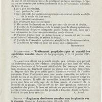 0747 - Page 745 - Revue analytique (Ouvrages, thèses et articles). N.-S. Orembowsky. - La dacryocystorhinostomie endonasale. Journal des maladies de l'oreille, du nez et de la gorge... [Schmiergeld] / Spalaikovitch. - Traitement prophylactique et curatif des synéchies nasales. Revue de Laryngologie... [A. Aubin] / Bertoin. - Angiomes des fosses nasales non implantés sur la cloison. Revue de Laryngologie...