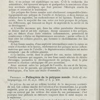 0750 - Page 748 - Revue analytique (Ouvrages, thèses et articles). R. Jousseaume. - Étude histologique et pathologique des polypes du nez. Thèse Paris, 1925, Arnette, édit / Freedman. - Pathogénie de la polypose nasale. Arch. of. oto-laryngology...