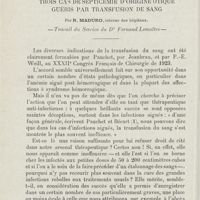 0784 - Page 782 - Mémoires. Trois cas de septicémie d'origine otique guéris par transfusion de sang. Par R. Maduro... - Travail du service du Dr Fernand Lemaître