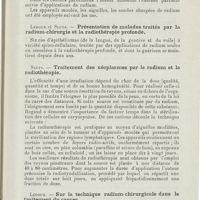 0816 - Page 815 - Sociétés savantes. XXXIe Congrès de la Société belge d'oto-rhino-laryngologie. 4-6 juillet 1925. Van den Wildenberg et Maisin. - Quelques cas de radiumthérapie intéressant l'O.-R.-L. / Ledoux et Sluys. - Présentation de malades traités par la radium-chirurgie et la radiothérapie profonde / Sluys. - Traitement des néoplasmes par le radium et la radiothérapie / Ledoux. - Sur la technique radium-chirurgicale dans le traitement du cancer