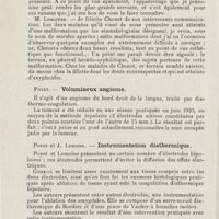 0849 - Page 848 - Sociétés savantes. Société de laryngologie des hôpitaux de Paris. Séance du 10 février 1926. M. Chenet. - Présenté par le Dr Rouget. - Deux cas de malformation du maxillaire supérieur / Poyet. - Volumineux angiome / Poyet et J. Lemoine. - Instrumentation diathermique