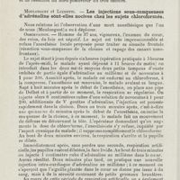 0859 - Page 858 - Sociétés savantes. Société de laryngologie des hôpitaux de Paris. Séance du 10 février 1926. Moulonguet et Perier. - Un cas thrombo-phlébite du sinus latéral, à forme tétanique / Moulonguet et Luchetti. - Les injections sous-muqueuses d'adrénaline sont-elles nocives chez les sujets chloroformés