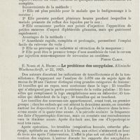 0873 - Page 872 - Revue analytique (Ouvrages, thèses et articles). Wilbert. - L'anesthésie du voile du palais par injection de novocaïne. Thèse de Paris, 1925, Jouve éditeur / E. Nobel et A. Hecht. - Le problème des amygdales. Klinische Wochenschrift... / Aloin. - A propos de l'ablation de l'amygdale chez les porteurs de lésions diphtéritiques. Annales des médecins praticiens de Lyon...