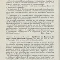 0889 - Page 888 - Revue analytique (Ouvrages, thèses et articles). Pierre Krivine. - Les fractures fermées de la région condylienne du maxillaire inférieur. (Thèse de Paris, éd. La semaine dentaire, 1925) / Cordier, Dechaume et Ravault. - Syndrome de Pourfour du Petit (cancer secondaire du coeur). Soc. méd. des Hop. de Lyon... in Lyon méd... [Sargnon]