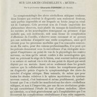 0898 - Page 897 - Mémoires. Sur les abcès cérébelleux «muets». Par le Professeur Gherardo Ferreri...