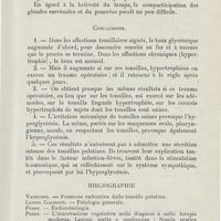 0932 - Page 931 - Mémoires. Le taux glycémique dans les affections tonsillaires aiguës et chronique. Par le Dr Antonio Gallo. Travail du service oto-rhino-laryngologique de l'hôpital civil de Venise... Professeur F. Brunetti. Conclusions