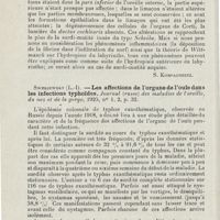 1005 - Page 1004 - Revue analytique (Ouvrage, thèses et articles). Oundritz (W.-F.). - Sur les altérations pathologo-anatomiques dans la surdi-mutité. Journal (russe) des maladies de l'oreille, du nez et de la gorge... [S. Kompagneetz] / Swerjewsky (L.-I). - Les affections de l'organe de l'ouië dans les infections typhoïdes. Journal (russe) des maladies de l'oreille, du nez et de la gorge...