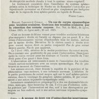 1013 - Page 1012 - Revue analytique (Ouvrage, thèses et articles). Pierre Rebillard. - Le sympathique dans ses rapports avec le coryza spasmodique. Thèse de Paris, Jouve éditeur, 1925 / Rollet, Sargnon et Colrat. - Un cas de coryza spasmodique avec troubles oculaires. Guérison des troubles oculaires par la résection des cornets moyens. Soc. Nat. de Méd., de Lyon..., in Lyon méd... / Junca. - A propos de deux cas d'ozène chez des nourrissons. Gazette hebdomadaire des sciences médicales de Bordeaux...