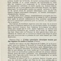 1106 - Page 1106 - Sociétés savantes. IVe Congrès roumain d'oto-rhino-laryngologie. Bucarest, 25, 26 octobre 1925. Predescu-Rion. - Adamantinome atypique / Predescu-Rion. - L'otite catarrhale chronique traitée par des vapeurs de soufre à Luchon (France)
