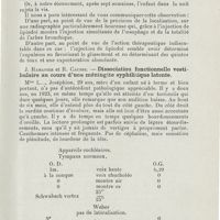 1133 - Page 1133 - Sociétés savantes. Société de laryngologie des hôpitaux de Paris. Séance du 14 avril 1926. Rouget et Lemariey. - Corps étranger des bronches / J. Ramadier et R. Causse. - Dissociation fonctionnelle vestibulaire au cours d'une méningite syphilitique latente