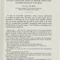 1193 - Page 1193 - Mémoires. Un cas d'aiguille dans la région cervicale tolérée pendant cinq mois. Par le Dr J. N. Roy...