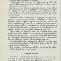 1196 - Page 1196 - Mémoires. Les paralysies laryngées. Essai d'interprétation pathogénique. Par H. Proby... Au point de vue pathogénique / Origine bulbaire
