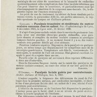 1214 - Page 1214 - Revue analytique (Ouvrages, thèses et articles). R. Imhofer. - A propos de l'otite des nourrissons. Medizinische Klinik... / Gaillard. - Paralysie transitoire et récidivante du moteur oculaire commun chez un enfant. Soc. d'ophtalmologie de Lyon..., in Lyon méd... [Sargnon] / D'Onoprio. - Paralysie faciale guérie par ossiculectomie. Archiv. italiano di Otologia... [Lapouge] / Simeoni. - Ostéomyélite tuberculeuse du temporal. Archivio ital. d'Otologia...