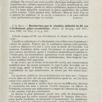 1215 - Page 1215 - Revue analytique (Ouvrages, thèses et articles). Simeoni. - Ostéomyélite tuberculeuse du temporal. Archivio ital. d'Otologia... [Lapouge] / J.-A. Keen. - Recherches sur le résultat définitif de 60 cas d'évidement pétro-mastoïdien. Journ of Laryng. and Otol... [Quirin]